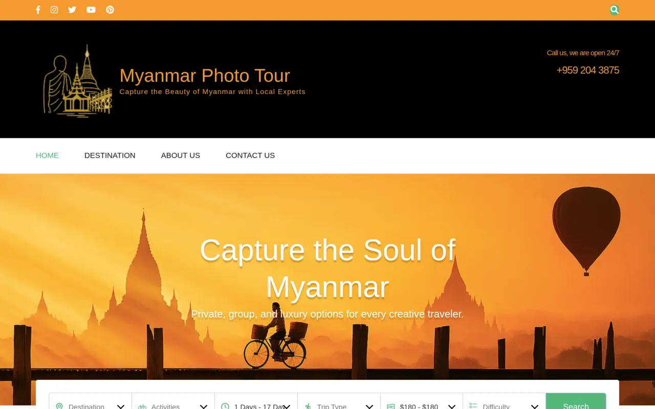 Myanmar Photo Tour website screenshot