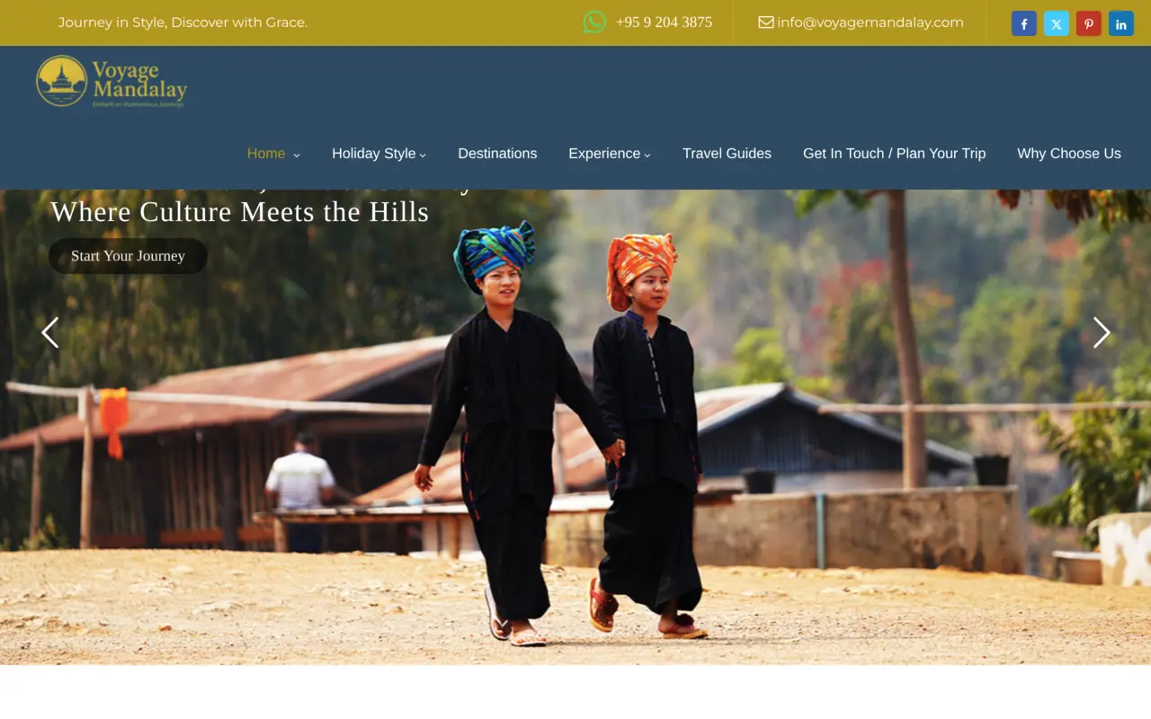 Voyage Mandalay website screenshot